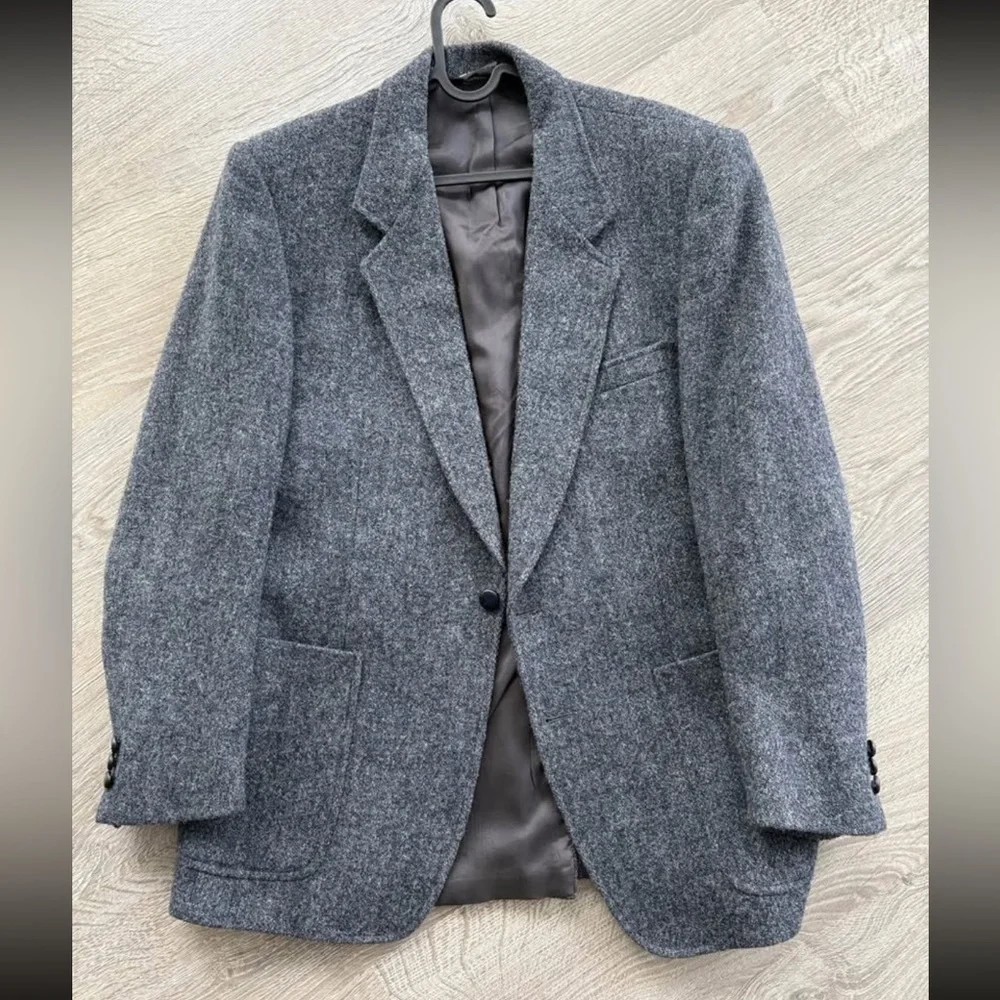 Harris Tweed Men’s Jacket In Grey, 100% Virgin Wool, Size Large - Picture 1 of 3